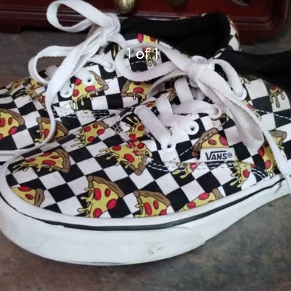 Vans Kids Sneakers with Pizza and Checkered Design
